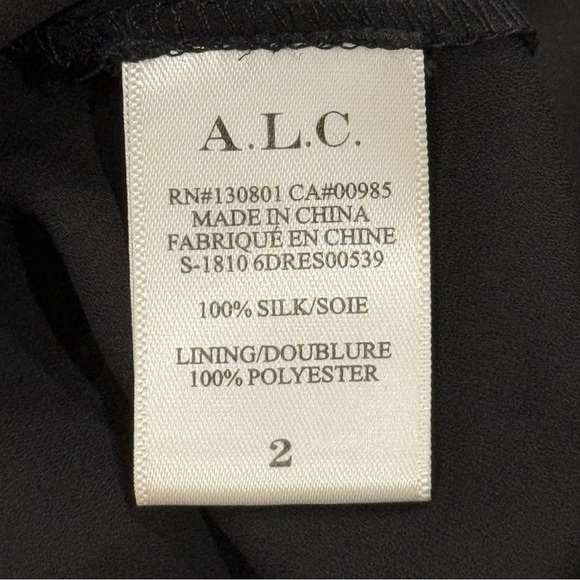 A.L.C Annette Mini Dress Silk Floral Long Sleeve V Neck Twist Front Black Size 2 - Picture 12 of 14